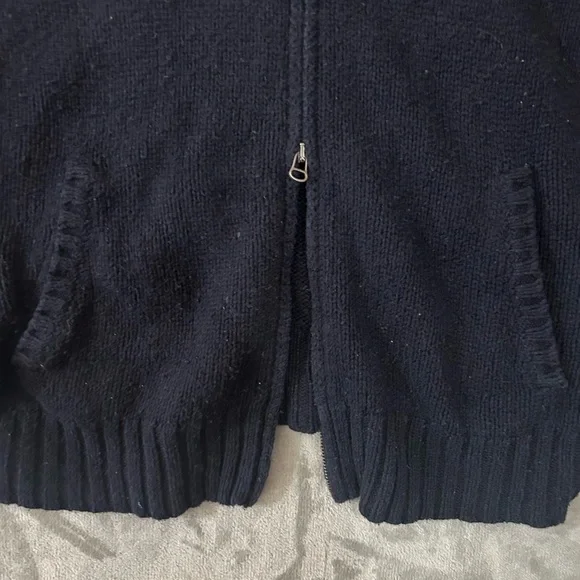 Vintage polo Ralph Lauren double zipper elbow patch cable knit  sweater - Picture 2 of 15